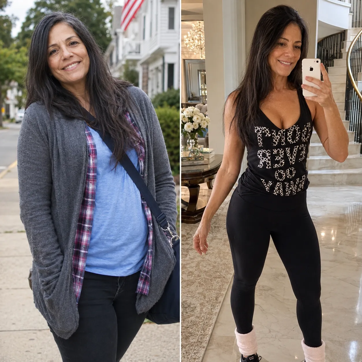 Venus Factor before photo showing hips and thighs starting point