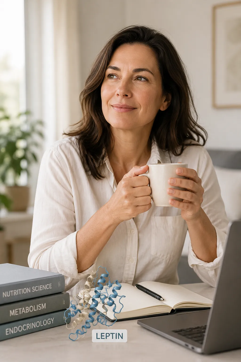 Woman adding Venus Factor to a morning supplement routine